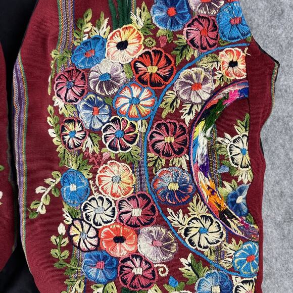 Casa Maya Guatemalan Vest Womens XL Floral Embroidery Huipil Boho Folk Artsy - Picture 4 of 14